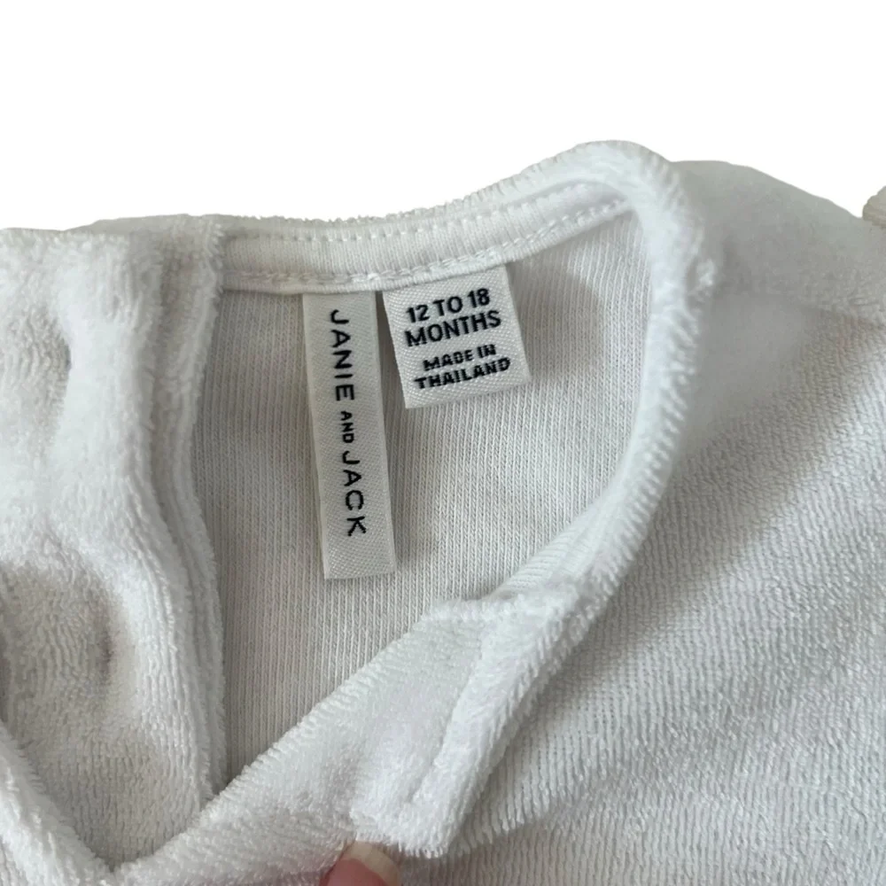 Janie and Jack Ric Rac Terry Swim Cover-Up in White with Red Details SZ‎ 12-18M